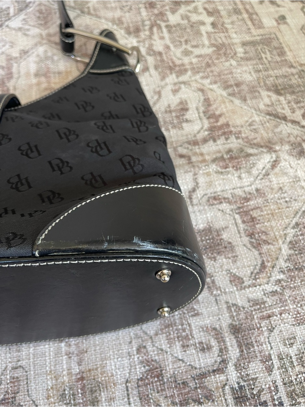 Dooney & Bourke Black Crescent Logo Hobo Y2K Shoulder Bag - Picture 8 of 11